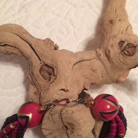 Vintage Boho Pink and Purple Beaded Necklace - Picture 2 of 3